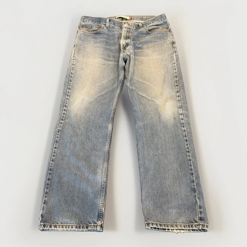 Levis Jeans Mens 38X32 Blue Denim Pants 505 Regular Fit Straight Y2K 00s Faded